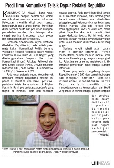 Ilkom Telisik Dapur Redaksi Republika_UII-News-Edisi-224-Januari-2022