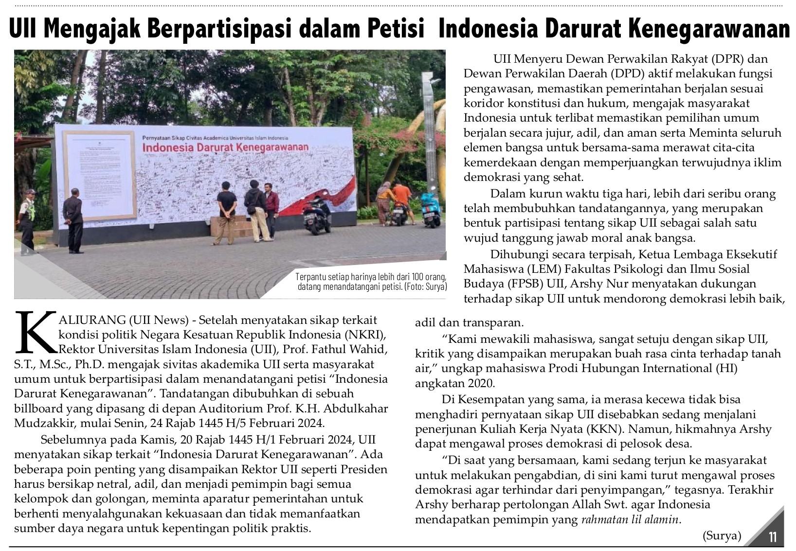 Indonesia Darurat Kenegarawanan_UIINews-249-Februari-2024