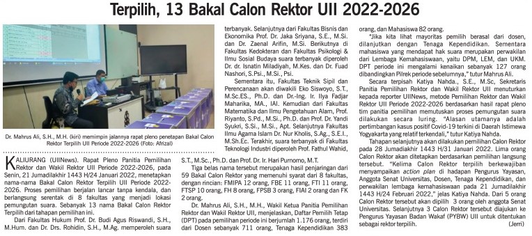 Pilrek 2022-2026_UII-News-Edisi-224-Januari-2022