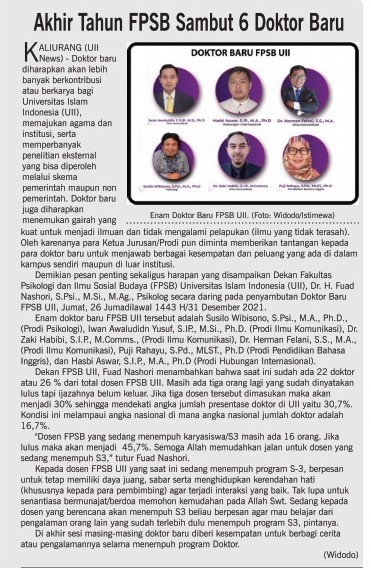 Sambut 6 Doktor Baru_FPSBUII-News-Edisi-224-Januari-2022